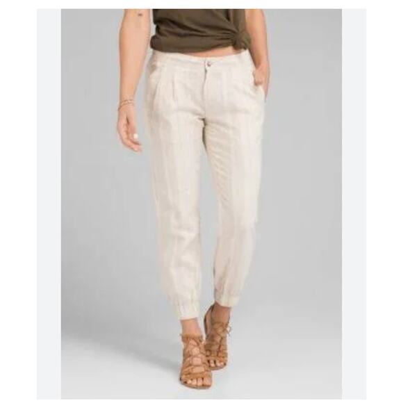 Prana Kickin It Jogger Stone Stripe size 2 cotton festival casual coastal - Picture 1 of 13